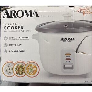 AROMA Rice Cooker 6-Cup 1.5 Quarts NEW/Damaged Box